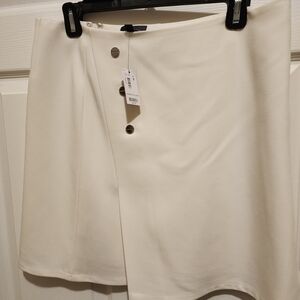 The Limited Cream Mini Skirt with Button Detail
